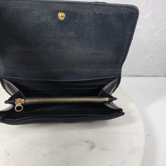 See By Chloe Checkbook Wallet 7.25" Black Soft Embossed Leather Bi-Fold Clutch - Picture 14 of 16